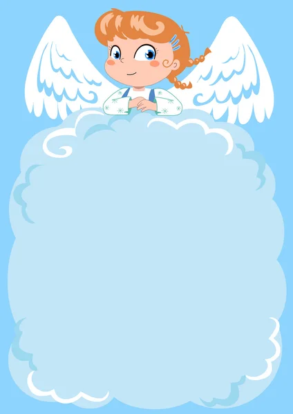 Lindo angelito en una nube en blanco — Archivo Imágenes Vectoriales