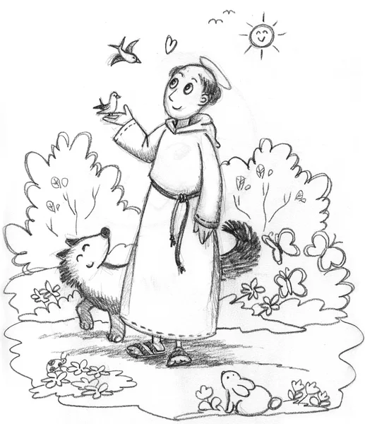 Coloring Saint Francis of Assisi — Stock Photo, Image