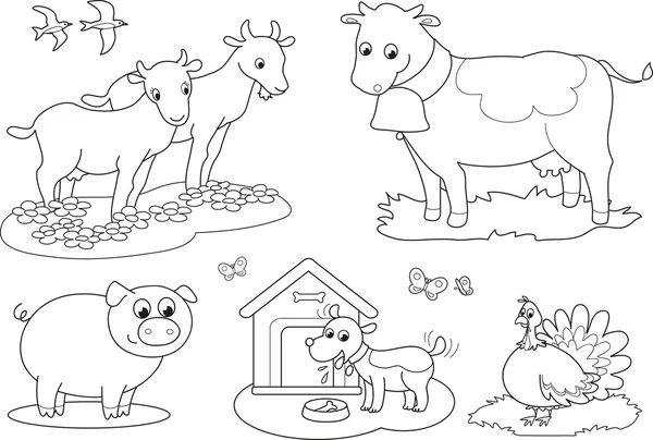 Colorare animali da fattoria 2 — Vettoriale Stock