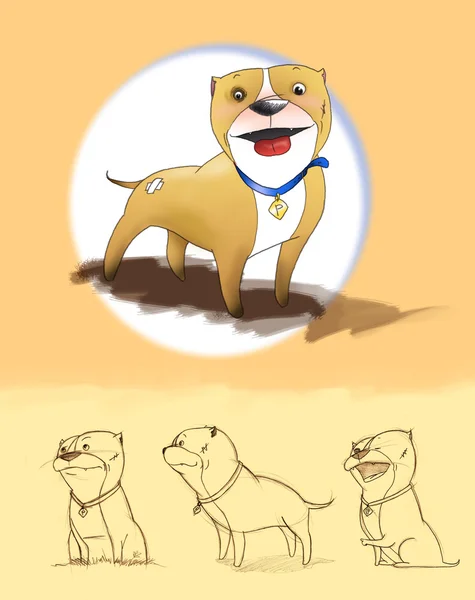 Cartone animato pitbull umoristico — Foto Stock
