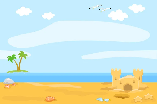 모래사장 바다없는 삽화로 물총새의 — 스톡 벡터