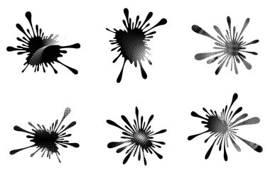 Mürekkep lekesi sıçrama silueti, el çizimi su damlası şekilleri, sıvı sıçrama izleri ve mürekkep lekesi tasarımları. Bu koleksiyon, sanatsal olarak damlacıkların ve sıvı patlamalarının özünü yakalar.