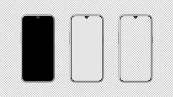 Diseño moderno de la pantalla en blanco, blanco y transparente del teléfono móvil. Representación en 3D — Foto de Stock