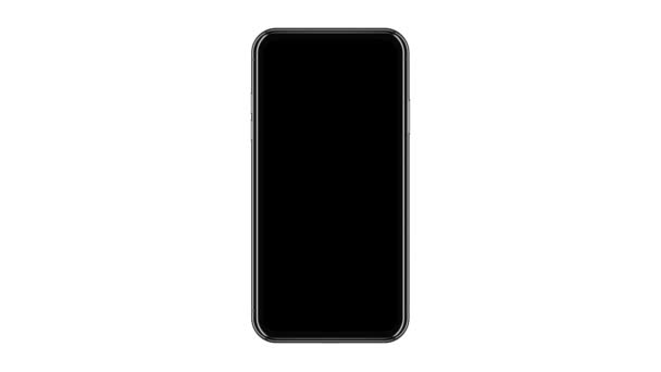 Smartphone σε λευκό φόντο, η μαύρη οθόνη αντικαθίσταται από μια πράσινη οθόνη, σύγχρονες κινητές συσκευές, την έννοια της τεχνολογίας και των επικοινωνιών, βίντεο 4K. 3D απόδοση — Αρχείο Βίντεο