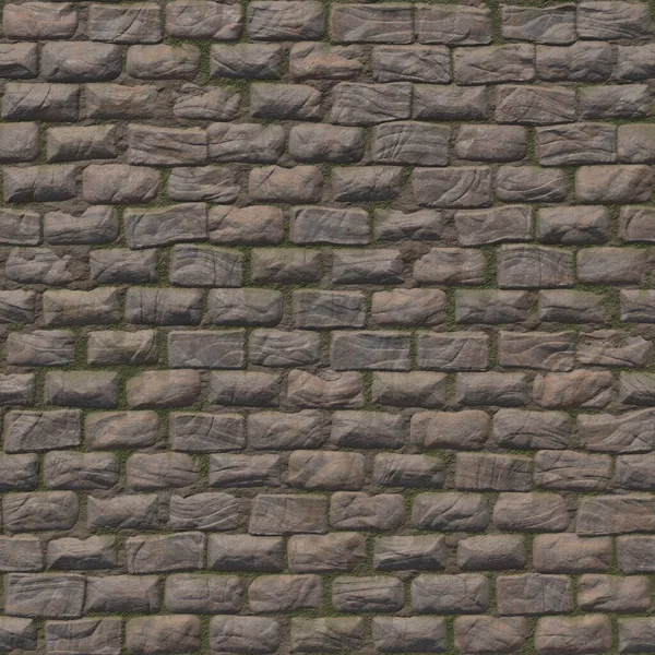 Surface de mur de pierre fissurée inégale avec du ciment et de la mousse exposée. Fond de vieilles pierres sales endommagées par le temps. rendu 3D — Photo