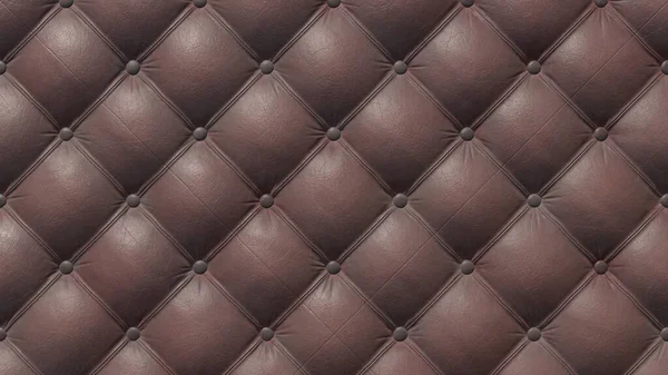 Close-up achtergrond van bruine vintage Chesterfield lederen bank. 3D-weergave — Stockfoto