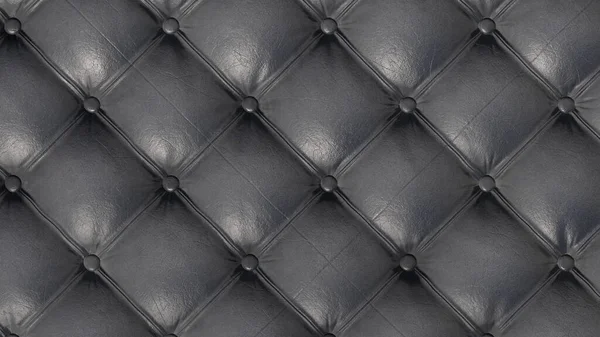 Close-up background of gray vintage Chesterfield leather sofa. 3D-rendering — Stock Photo, Image