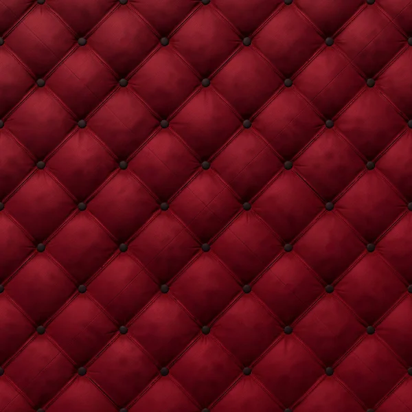 Close-up sobre o fundo de um sofá têxtil antigo vermelho no estilo de Chesterfield, 3D-renderização — Fotografia de Stock