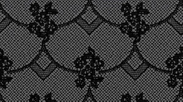 Encaje negro con patrón en la forma de flor sobre fondo gris. Representación en 3D Fotos De Stock