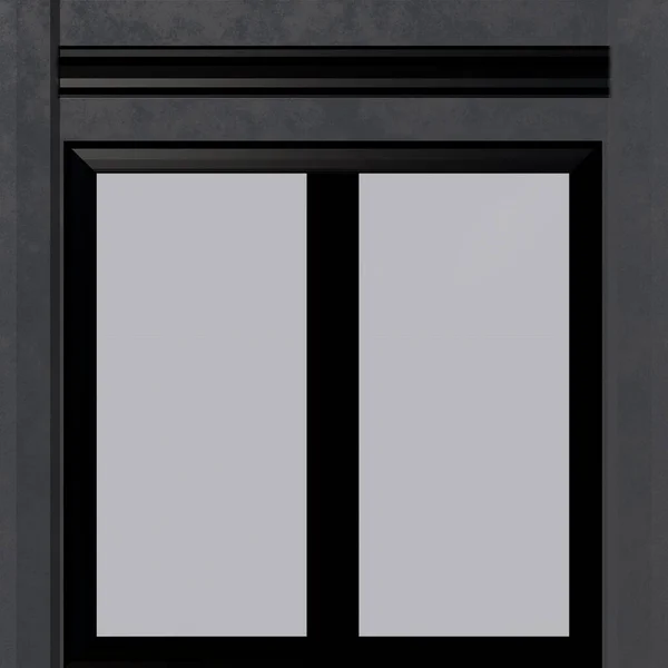Prefabrykowane pionowe panele okienne, nowoczesne okna mieszkalne na szarym tle ściany. Renderowanie 3D — Zdjęcie stockowe