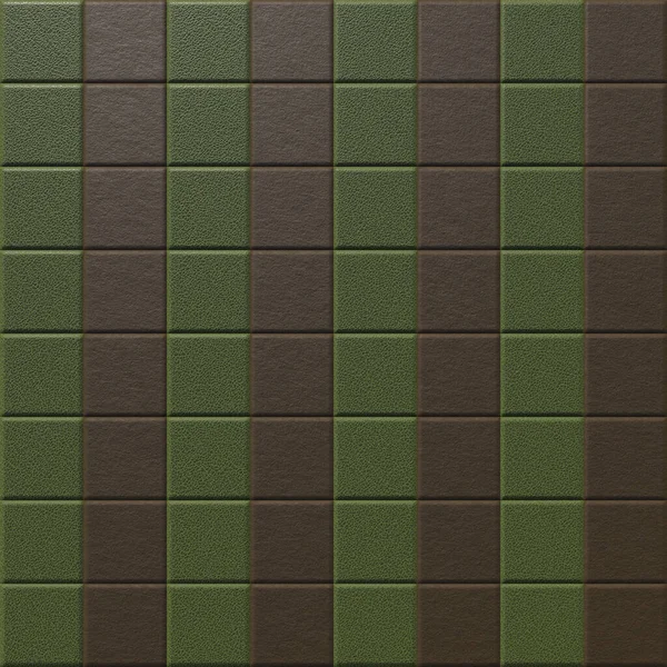 Brun och grön läder dekorativa plattor, texturerad bakgrund 3D-rendering — Stockfoto
