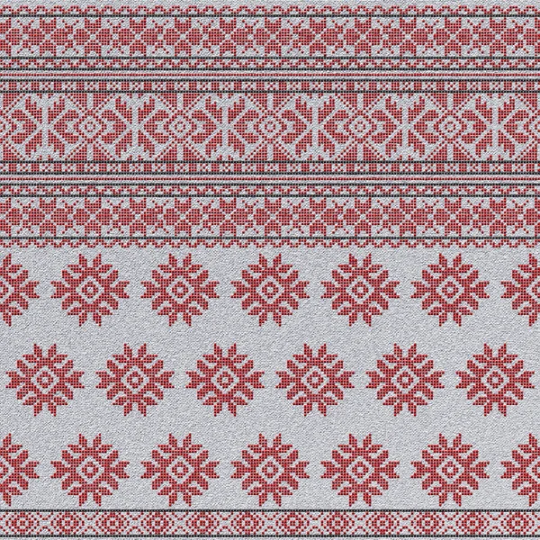 Bon motif brodé de point de croix pour la broderie. Ornement ethnique ukrainien. broderie ethnique à la main de couleur rose. rendu 3D — Photo