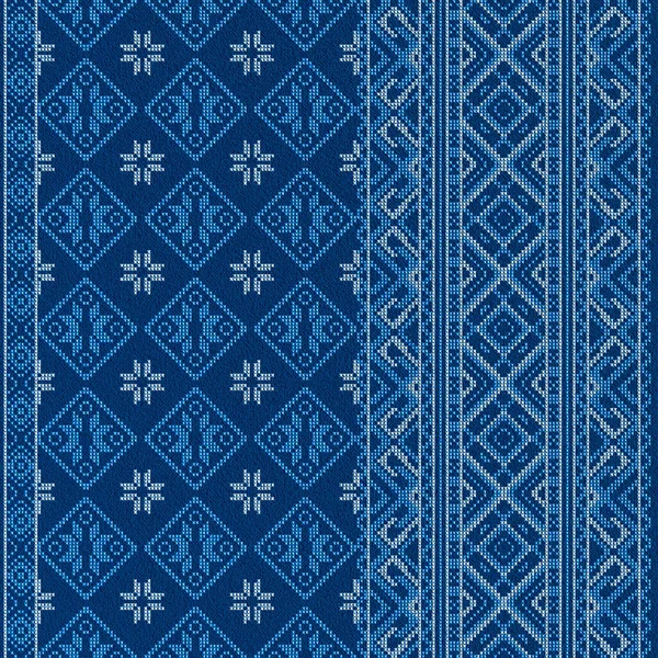 Bordado buen patrón de punto de cruz para bordado. Adorno étnico ucraniano. bordado artesanal étnico en color azul. Representación en 3D —  Fotos de Stock