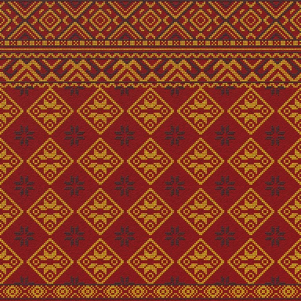 Bon motif brodé de point de croix pour la broderie. Ornement ethnique ukrainien. broderie ethnique à la main de couleur rouge. rendu 3D — Photo