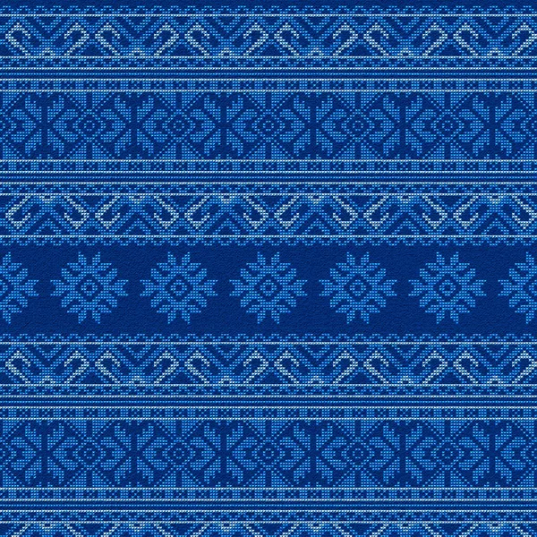 Bon motif brodé de point de croix pour la broderie. Ornement ethnique ukrainien. broderie ethnique à la main de couleur bleue. rendu 3D — Photo