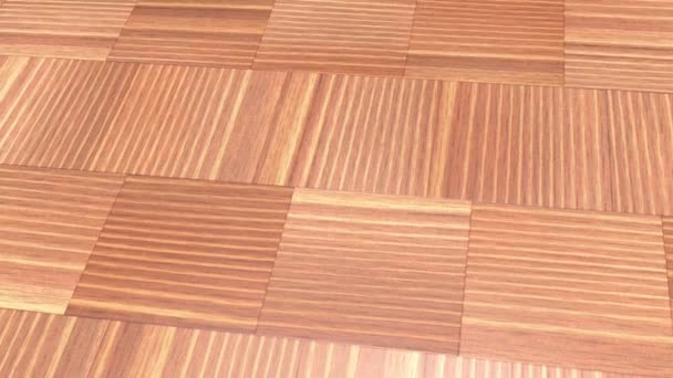 Pelampung pohon ek Inggris berwarni, latar belakang bertekstur dari laminasi kayu, lantai parket. Perenderan 3D — Stok Video