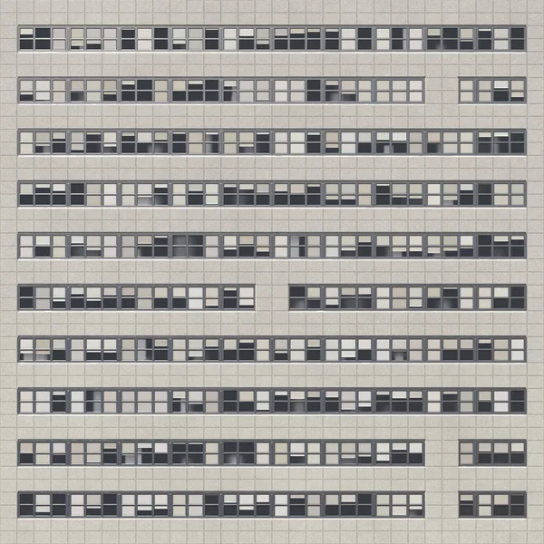 Una pared gris de hormigón de un edificio de gran altura con ventanas. Escaparate de un edificio de varios pisos. Representación en 3D Imagen De Stock