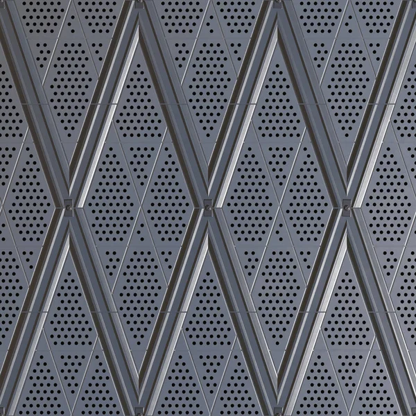 Metal mesh - strukturerad bakgrund. Perforerad aluminiumplatta i grå färg 3D-rendering — Stockfoto