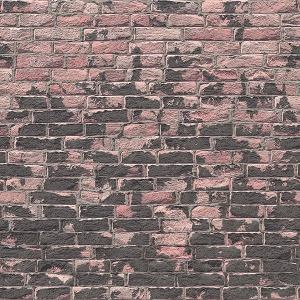 Old brick wall in a background image. Cracked from time, peeling dirty bricks of red and gray color with traces of plaster. 3D-rendering — Stock Photo, Image