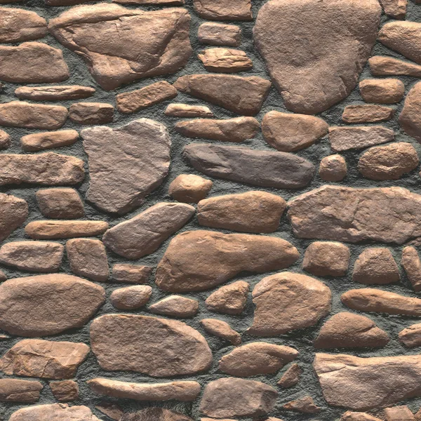 Losowy mur wokół kamiennej ściany. Konstrukcja ściany kamiennej w tle, Panorama ściany kamiennej, tło muru. Renderowanie 3D. — Zdjęcie stockowe