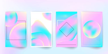 Renkli holografik eğimli poster şablonu. Sıvı renk kapağı.