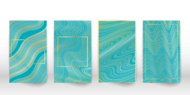 Sıvı yeşil poster şablonu. Dalgalı çizgi örtüsü ayarlandı.
