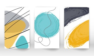 Bir dizi geometrik şekil. El yapımı suluboya efekt tasarım elementleri. Modern sanat baskısı. Karalama şekilli çağdaş tasarım.