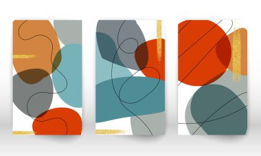 Suluboya efekt tasarımı. El çizimi geometrik şekiller. Çizgiler, altın parçacıklar.