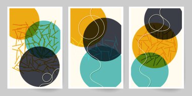 60 'ların sanat tuvali. Geometrik şekil ve çizgiler kümesi. İmitasyon suluboya resim dokuma broşürü tasarımı. 1960 'ların tarzı. El boyası şekiller, altın çizgiler..