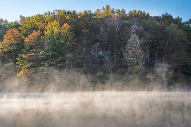 Tennessee 'de küçük bir gölde sis yükseliyor..