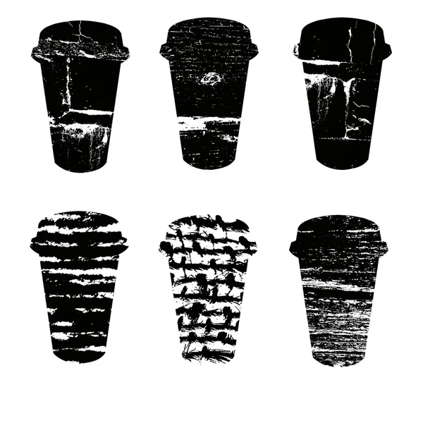 Yaratıcı kahve kağıt bardak siluetleri kümesi