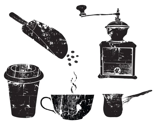 Vintage kahve illüstrasyon izole restoran veya Cafe menü için beyaz arka plan üzerinde vektör toplama