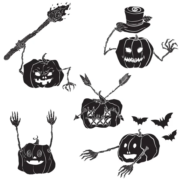 Cadılar Bayramı siluetleri. Halloween pumpkins ayarla.