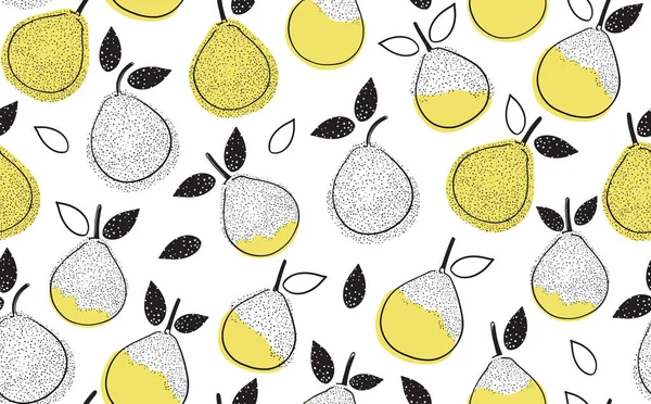 Sarı Armutlu Kusursuz Soyut Desen. Meyve arka planı. Vektör Yazdırma.