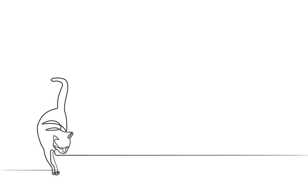 Kedi. Bir Çizgi Çizme. Minimalist stil. Vektör İllüstrasyonu. Metin için alanı olan yatay arkaplan.