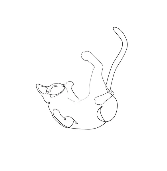 Kedi. Bir Çizgi Çizme. Minimalist stil. Vektör İllüstrasyonu.