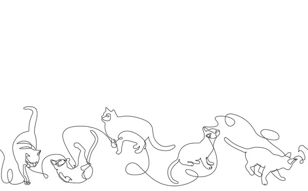 Kedili desen. Devamlı çizgi çizimi. Vektör Arkaplanı.