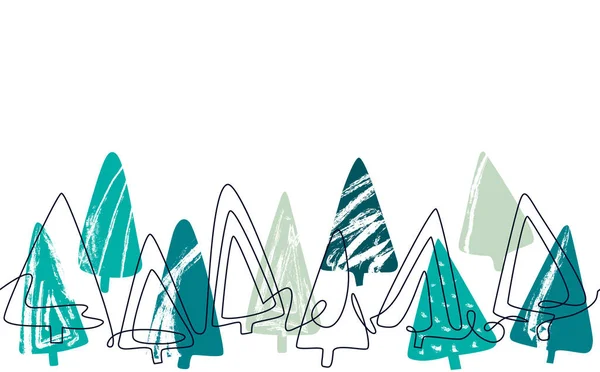 Soyut Noel Ağacı ile Yatay Desen. Yeni yıl arkaplanı. Vektör illüstrasyonu.