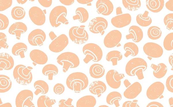 Siyah Arkaplanda Mantarlı Kusursuz Desen. Taze Organik Şampiyonlar 'ın dokusu paket kağıdı, dergi, kart veya sosyal medya, iç dekorasyon ve mağaza reklamlarında başka tasarım olarak kullanılabilir. Vektör illüstrasyonu.