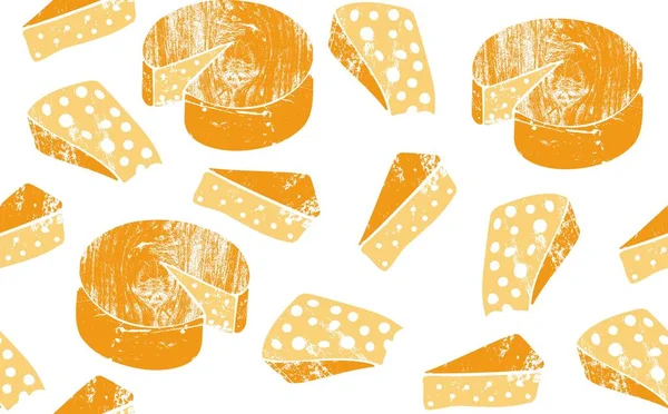  El çizimi Grunge peyniri pürüzsüz desen. Süt ürünleri beyaz üzerine izole edilmiş vektör arkaplan. 