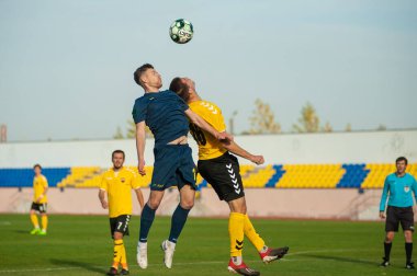 KHARKIV, UKRAINE - 9 Ekim 2020: Profesyonel Lig FC Metal FC Energia 'ya karşı futbol maçı