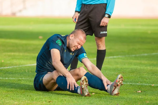 KHARKIV, UKRAINE - 9 Ekim 2020: Ruslan Fomin profesyonel lig FC Energia maçında FC Metal 'in forveti