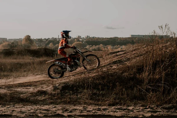 Kharkov Ukraine Oktober 2020 Ausbildung Nicht Identifizierter Motocross Fahrer — Stockfoto