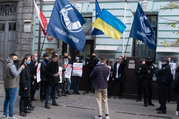 Kharkiv Ukraine Oktober 2020 Protest Mot Abort Ledde Charkiv Nära — Stockfoto