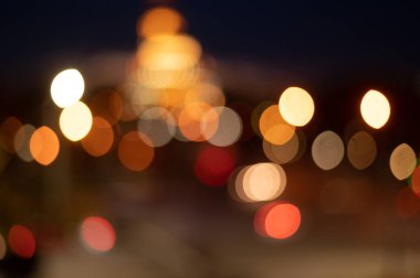 Yürüyen caddenin arka planı için Blured Lights Bokeh