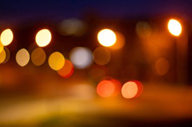 Yürüyen caddenin arka planı için Blured Lights Bokeh