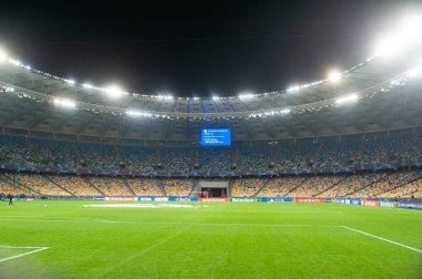 KYIV, UKRAINE - 27 Ekim 2020: UEFA Şampiyonlar Ligi B Grubunun NSK Olimpiyskiy futbol karşılaşması FC Shakhtar - Internazionale