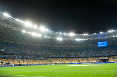 KYIV, UKRAINE - 27 Ekim 2020: UEFA Şampiyonlar Ligi B Grubunun NSK Olimpiyskiy futbol karşılaşması FC Shakhtar - Internazionale