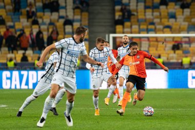 KYIV, UKRAINE - 27 Ekim 2020: UEFA Şampiyonlar Ligi B Grubu FC Shakhtar ve Internazionale maçında alay
