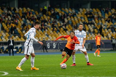 KYIV, UKRAINE - 27 Ekim 2020: UEFA Şampiyonlar Ligi B Grubu FC Shakhtar ve Internazionale maçında alay